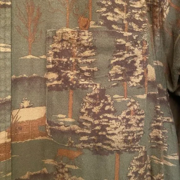 Men Eddie Bauer L flannel relaxed  fit fall autumn camouflage buttoned shirt - Picture 6 of 9